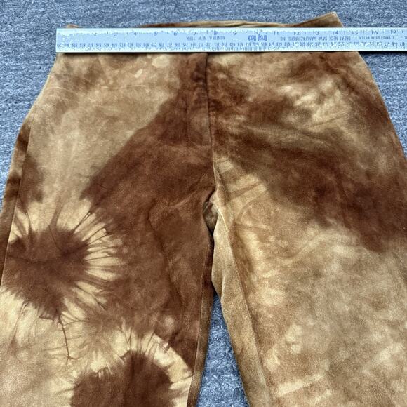 Elements By Vakko Pants Women 4 Brown Suede Leather Tie Dye Hippie Disco Y2K 90s - Picture 9 of 12